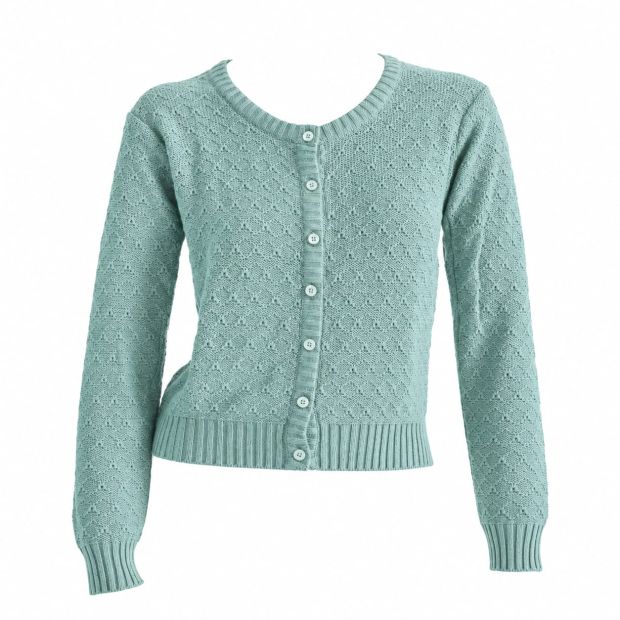 Gilet laine motifs ajourés Bleu glacier
