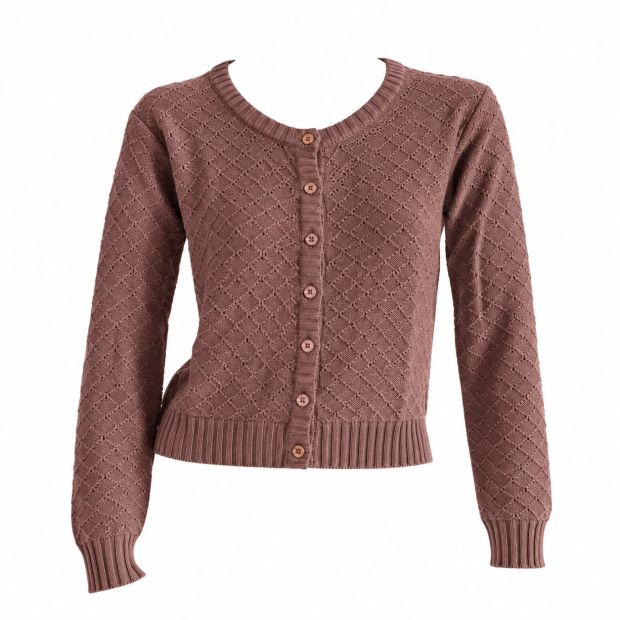 Gilet laine motifs ajourés Figue