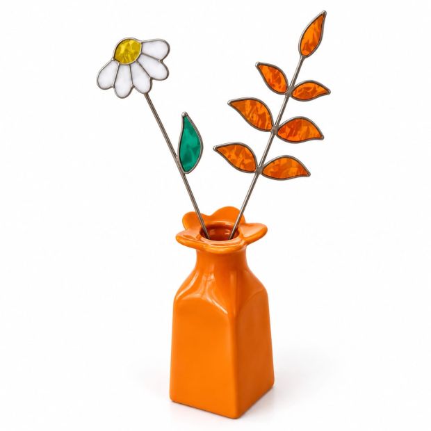 Vase soliflore céramique fleur Orange