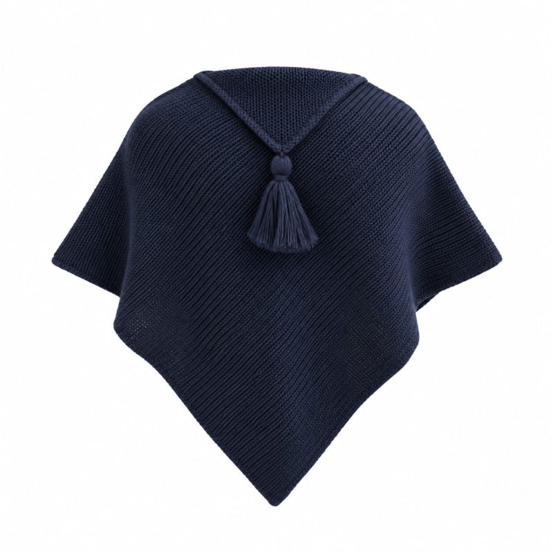 Poncho laine bébé Marine 