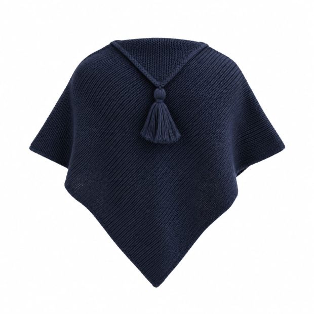 Poncho laine bébé Marine 