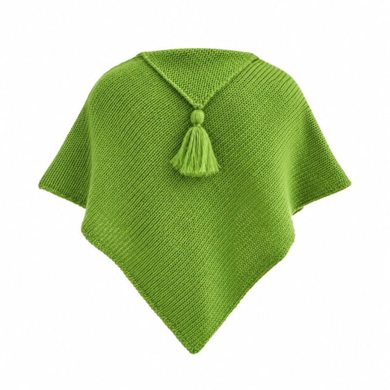 Poncho laine bébé vert