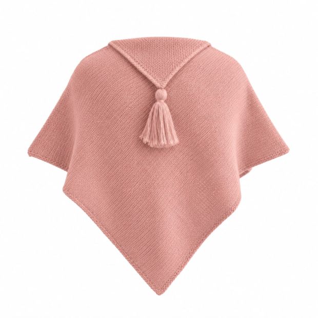 Poncho laine bébé Rose pale 