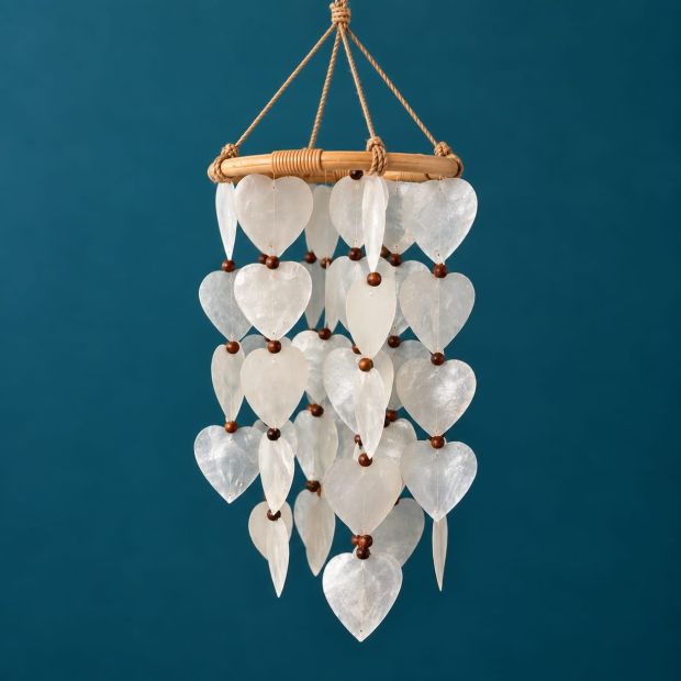 Mobile en nacre Coeurs blancs