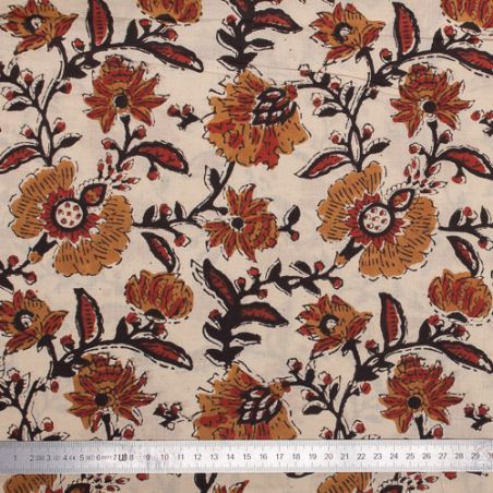 Tissu block print indien Gajedi