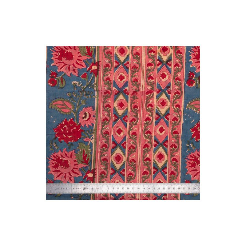 Tissu Block Print Indien Sonewani