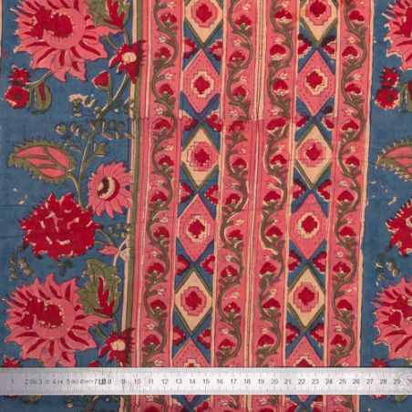 Tissu Block Print Indien Sonewani