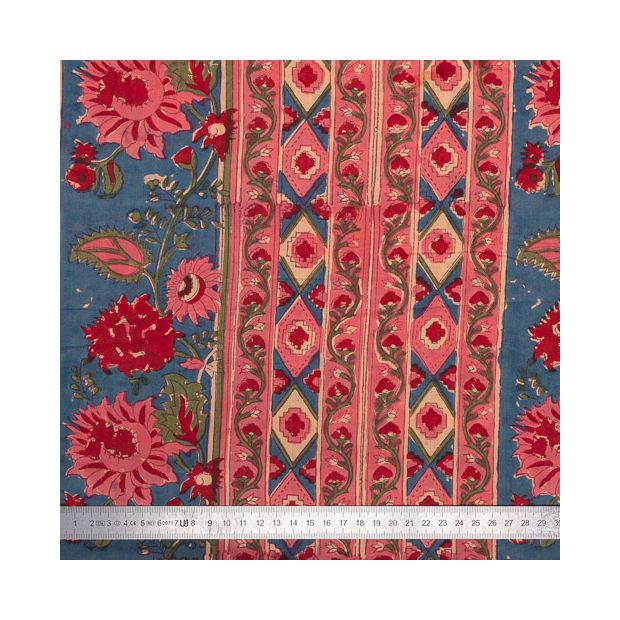 Tissu Block Print Indien Sonewani