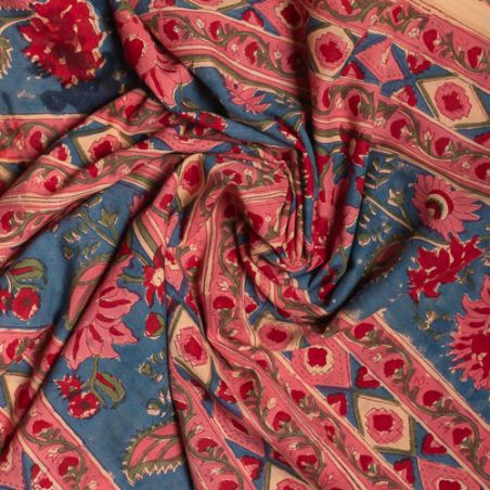 Tissu Block Print Indien Sonewani