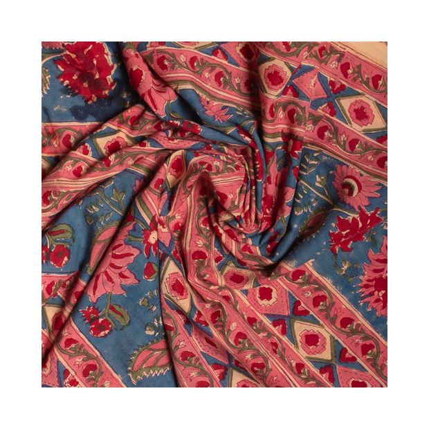 Tissu Block Print Indien Sonewani