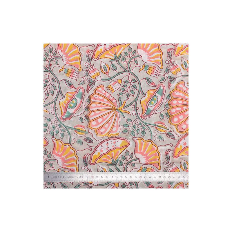 Tissu block print indien Daltia
