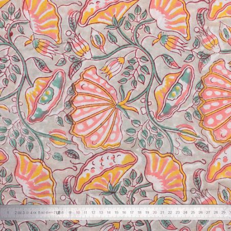 Tissu block print indien Daltia