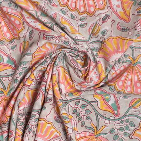 Tissu block print indien Daltia