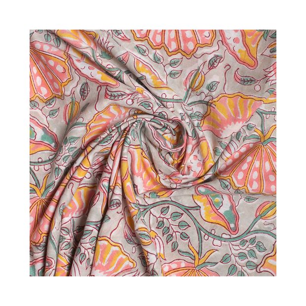 Tissu block print indien Daltia