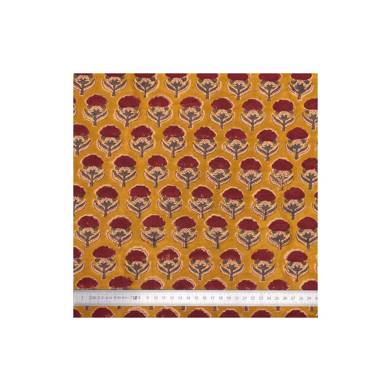 Tissu block print indien Sivakasi blanc