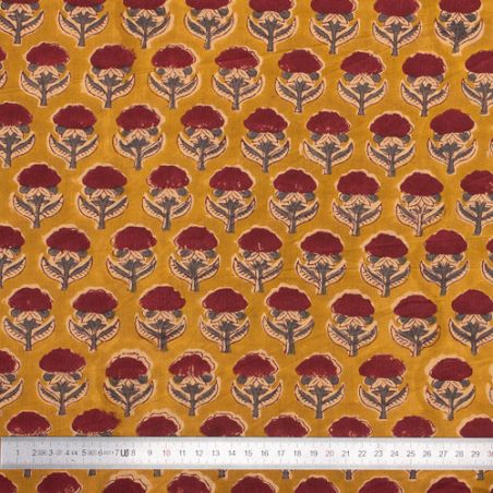 Tissu block print indien Sivakasi blanc
