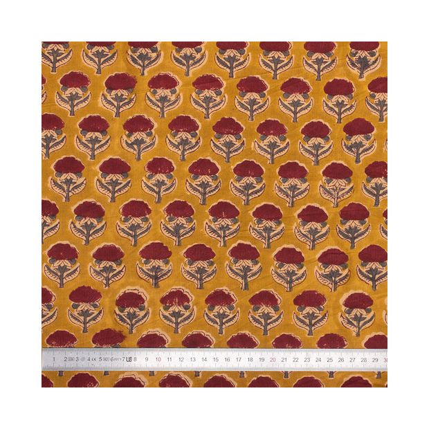 Tissu block print indien Sivakasi blanc