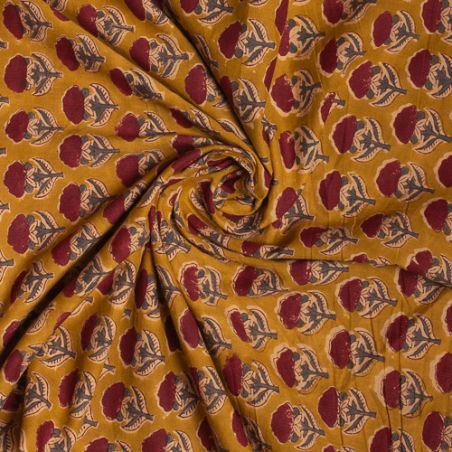 Tissu block print indien Sivakasi blanc