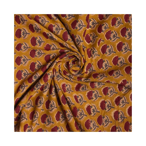 Tissu block print indien Sivakasi blanc