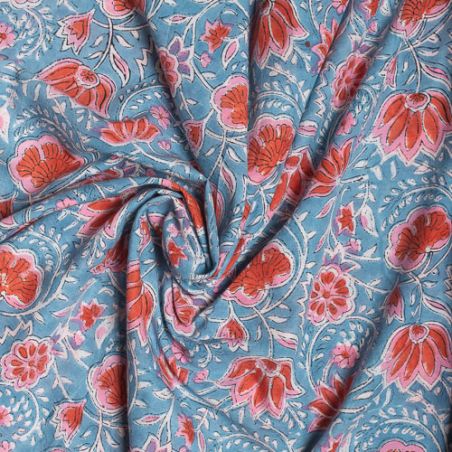 Tissu block print indien Kasheli