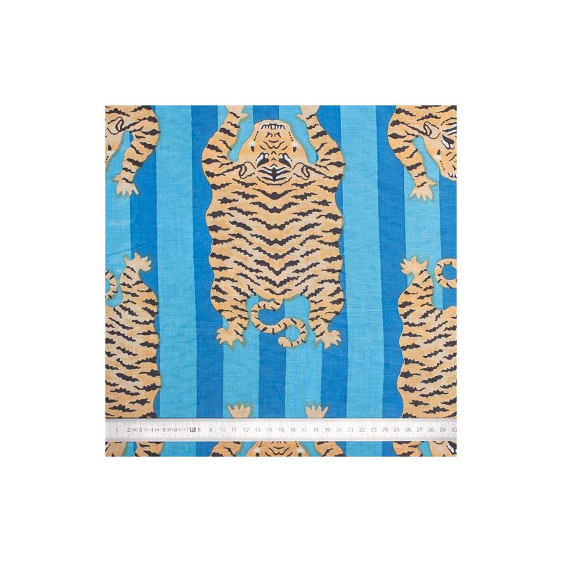 Tissu coton Tigre rayures bleu