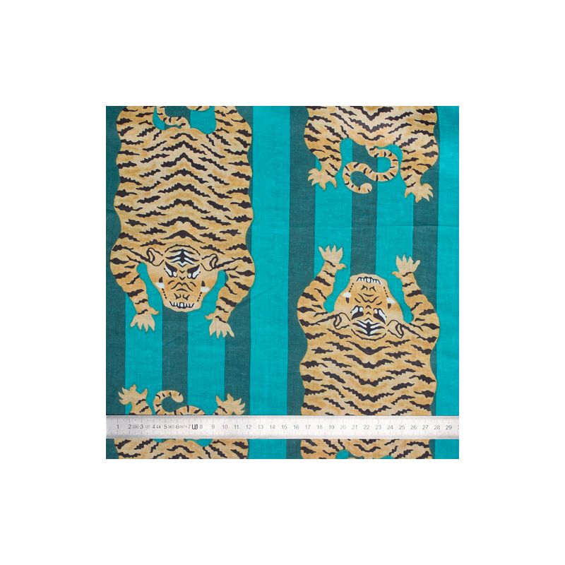 Tissu coton Tigre rayures vert