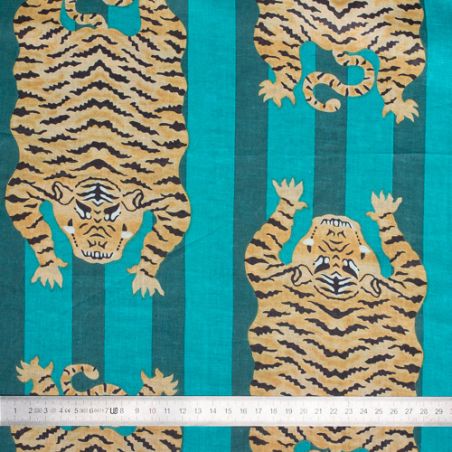 Tissu coton Tigre rayures vert