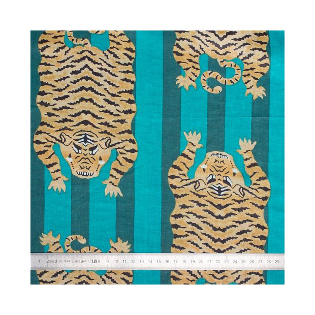 Tissu coton Tigre rayures vert