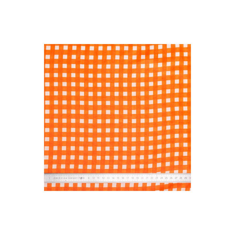 Tissu coton Vichy orange