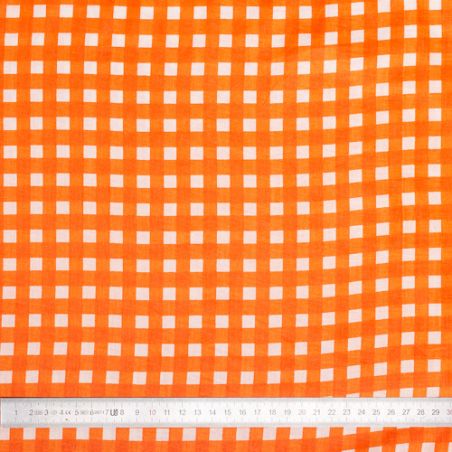 Tissu coton Vichy orange