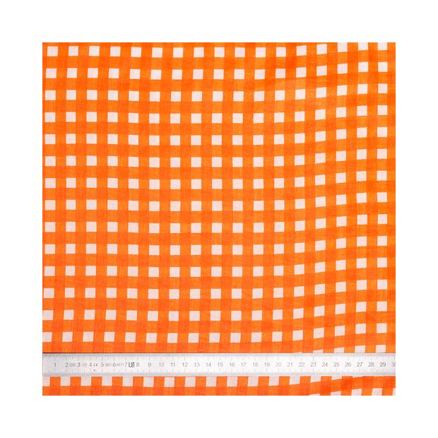 Tissu coton Vichy orange