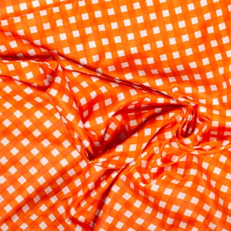 Tissu coton Vichy orange