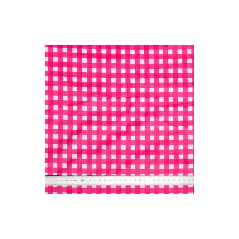 Tissu coton Vichy rose fushia