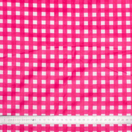 Tissu coton Vichy rose fushia