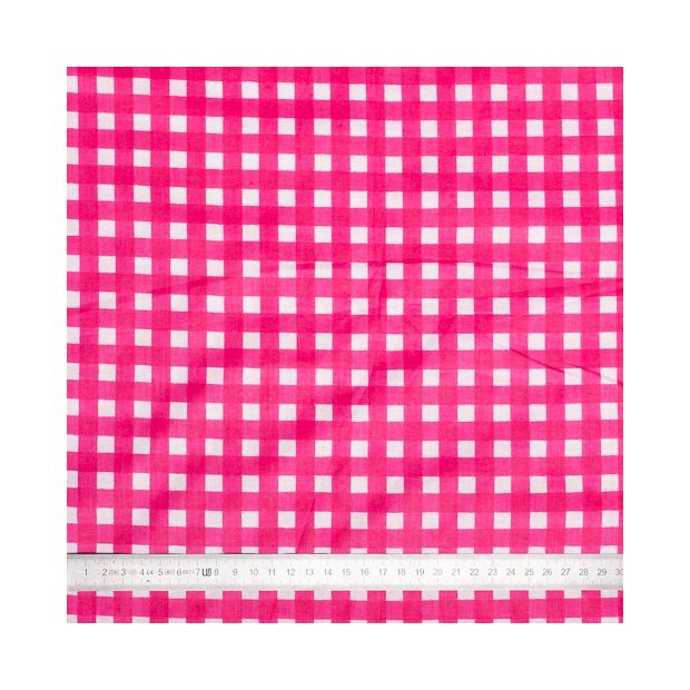 Tissu coton Vichy rose fushia