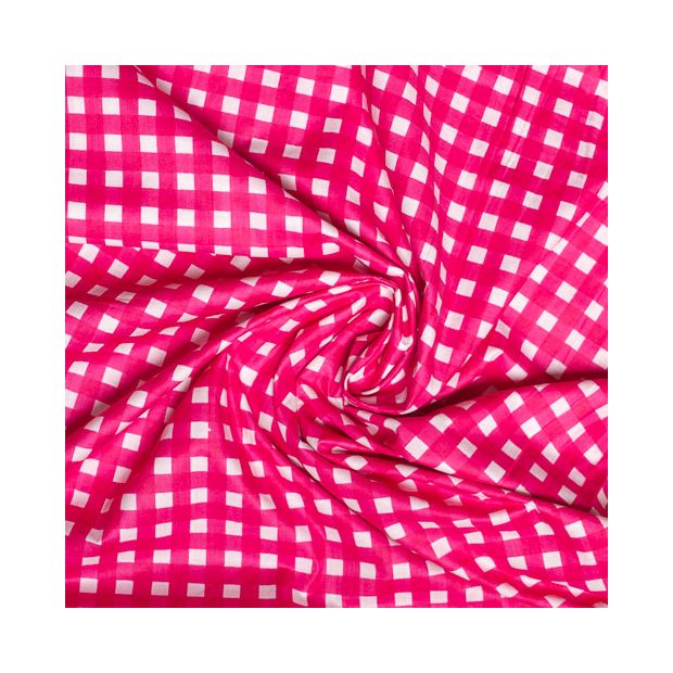 Tissu coton Vichy rose fushia