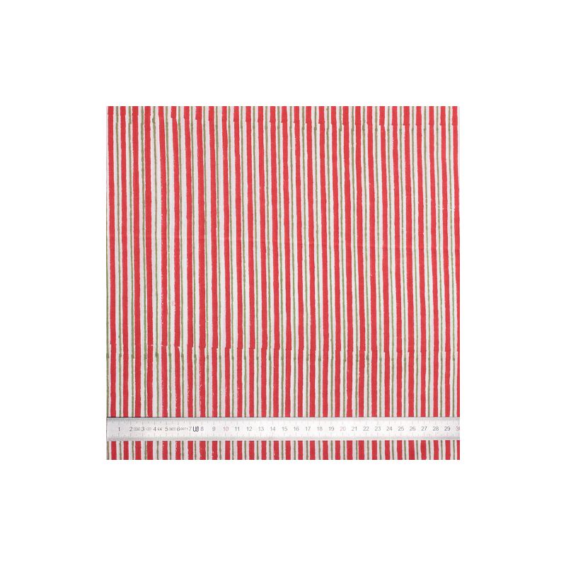Tissu coton Fines rayures rouges