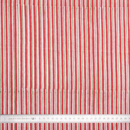 Tissu coton Fines rayures rouges