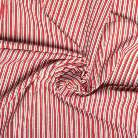Tissu coton Fines rayures rouges