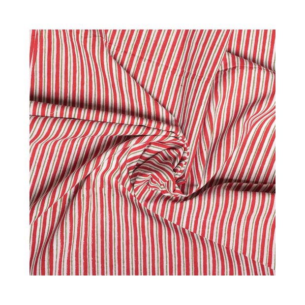 Tissu coton Fines rayures rouges