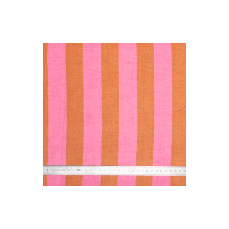 Tissu coton rayures vaille fraise