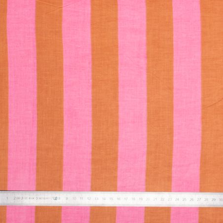 Tissu coton rayures vaille fraise