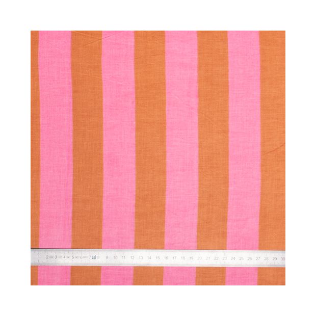 Tissu coton rayures vaille fraise
