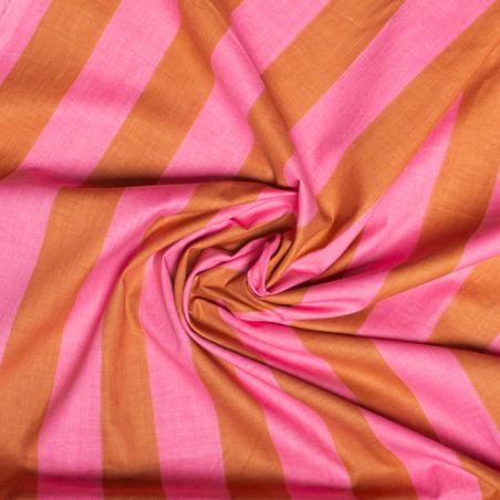 Tissu coton rayures vaille fraise