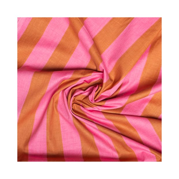 Tissu coton rayures vaille fraise
