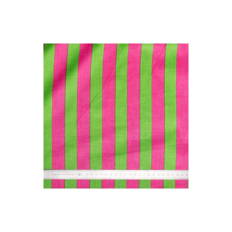 Tissu coton rayures pomme Grany et rose
