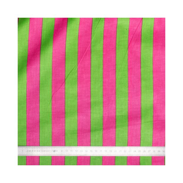 Tissu coton rayures pomme Grany et rose