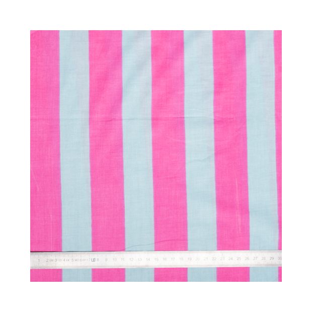 Tissu coton rayures rose et bleu