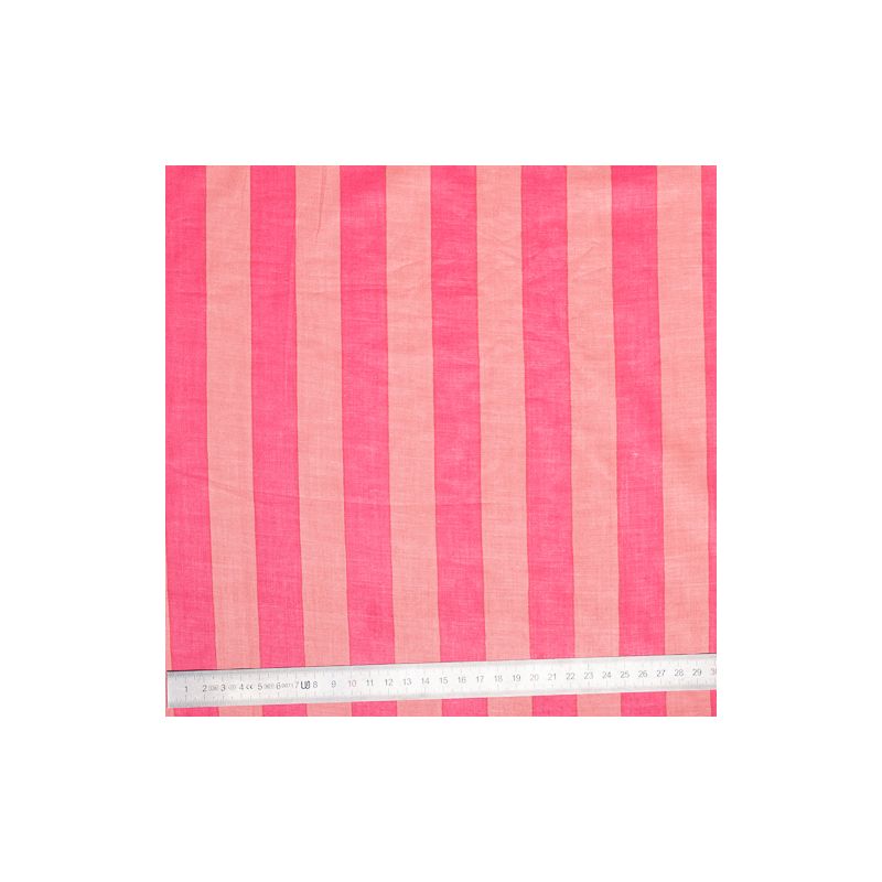 Tissu coton rayures rose et nacre