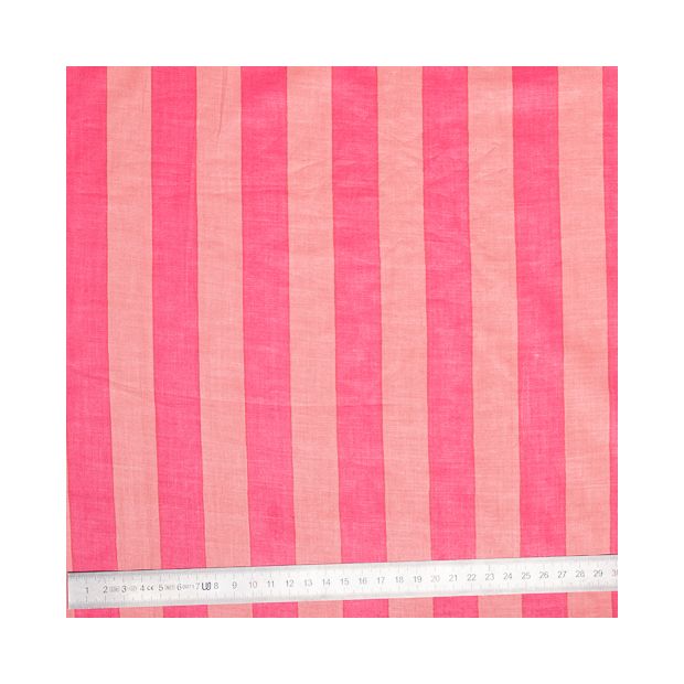 Tissu coton rayures rose et nacre